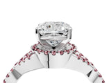 White gold Cushion Cut Diamond with Morganite side stone Halo Twist Band Solitaire Prong Setting Ring_4