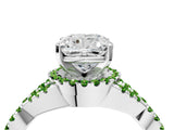 White gold Cushion Cut Diamond with Peridot side stone Halo Twist Band Solitaire Prong Setting Ring_40