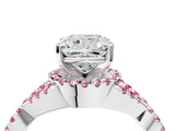 White gold Cushion Cut Diamond with Pink Sapphire side stone Halo Twist Band Solitaire Prong Setting Ring_28