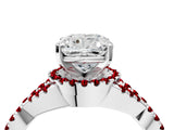 White gold Cushion Cut Diamond with Ruby side stone Halo Twist Band Solitaire Prong Setting Ring_40