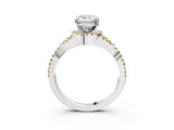 White gold Cushion Cut Diamond with Yellow Sapphire side stone Halo Twist Band Solitaire Prong Setting Ring_15