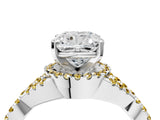 White gold Cushion Cut Diamond with Yellow Sapphire side stone Halo Twist Band Solitaire Prong Setting Ring_28