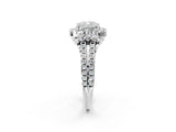 White gold Cushion Cut Double Halo Diamond Engagement Ring with Pave Band and Four-Prong Setting_28