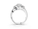 White gold Cushion Cut Double Halo Diamond Engagement Ring with Pave Band and Four-Prong Setting_29