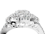 White gold Cushion Cut Double Halo Diamond Engagement Ring with Pave Band and Four-Prong Setting_30