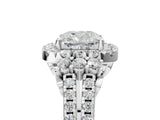 White gold Cushion Cut Double Halo Diamond Engagement Ring with Pave Band and Four-Prong Setting_31