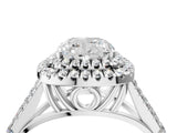 White gold Cushion Cut Double Halo Split Shank Diamond Ring with Prong Setting_52