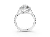 White gold Cushion Cut Double Halo Split Shank Diamond Ring with Prong Setting_52