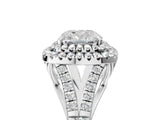 White gold Cushion Cut Double Halo Split Shank Diamond Ring with Prong Setting_54