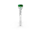 White gold Cushion Cut Emerald Cluster Side Stone Solitaire Ring with Prong Setting_26