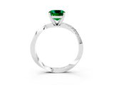 White gold Cushion Cut Emerald Engagement Ring with Side Stone Accents and Four-Prong Setting_27
