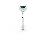 White gold Cushion Cut Emerald Halo Ring with Tapered Band and Four-Prong Setting_2
