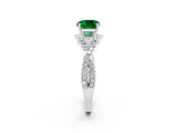 White gold Cushion Cut Emerald Halo Twist Band Solitaire Prong Setting Ring_2