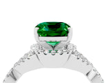 White gold Cushion Cut Emerald Halo Twist Band Solitaire Prong Setting Ring_4