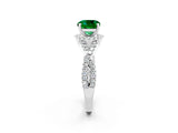 White gold Cushion Cut Emerald  Halo Twist Band Solitaire Prong Setting Ring_50