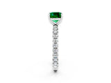 White gold Cushion Cut Emerald Pavé Solitaire Ring with Round Band and Prong Setting_38