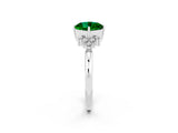 White gold Cushion Cut Emerald Ring with Side Stones and Four-Prong Setting_38