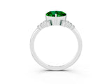 White gold Cushion Cut Emerald Ring with Side Stones and Four-Prong Setting_39