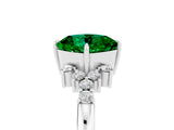 White gold Cushion Cut Emerald Ring with Side Stones and Four-Prong Setting_41