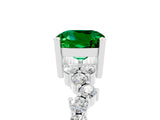 White gold Cushion Cut Emerald Scattered Round Accent Ring with Prong Setting_41