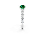 White gold Cushion Cut Emerald Side Stone Solitaire Ring with Round  and Four-Prong Setting_50