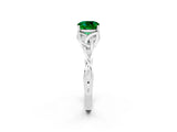 White gold Cushion Cut Emerald Solitaire Celtic Knot Ring with Four-Prong Setting_14