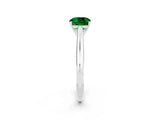 White gold Cushion Cut Emerald Solitaire Engagement Ring with Cathedral Setting and Four-Prong Mount_32