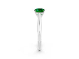 White gold Cushion Cut Emerald Solitaire Engagement Ring with Cathedral Setting and Four-Prong Mount_38