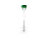 White gold Cushion Cut Emerald Solitaire Engagement Ring with Cathedral Setting and Four-Prong Mount_86