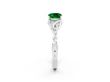 White gold Cushion Cut Emerald Solitaire Engagement Ring with Celtic Knot Band and Four-Prong Setting_2