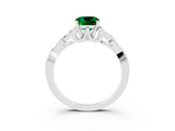 White gold Cushion Cut Emerald Solitaire Engagement Ring with Celtic Knot Band and Four-Prong Setting_3