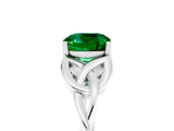 White gold Cushion Cut Emerald Solitaire Engagement Ring with Celtic Knot Band and Four-Prong Setting_5