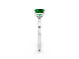 White gold Cushion Cut Emerald Solitaire Engagement Ring with Classic Band and Four-Prong Setting_26