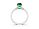 White gold Cushion Cut Emerald Solitaire Engagement Ring with Classic Band and Four-Prong Setting_27
