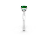 White gold Cushion Cut Emerald Solitaire Engagement Ring with Round Band and Four-Prong Setting_2