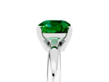 White gold Cushion Cut Emerald Solitaire Engagement Ring with Round Band and Four-Prong Setting_5
