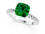 White gold Cushion Cut Emerald Solitaire Pavé Band with Four-Prong Setting_1
