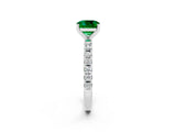 White gold Cushion Cut Emerald Solitaire Pavé Band with Four-Prong Setting_2