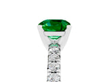 White gold Cushion Cut Emerald Solitaire Pavé Engagement Ring with Round Band and Prong Setting_101