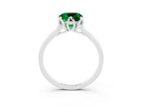 White gold Cushion Cut Emerald Solitaire Ring with Flower Prong Setting and Classic Band_27