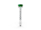 White gold Cushion Cut Emerald Solitaire Ring with Pavé Band and Four-Prong Setting_26