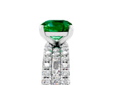 White gold Cushion Cut Emerald Solitaire Ring with Pavé and Channel Set Band_5