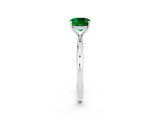 White gold Cushion Cut Emerald Solitaire Ring with Thin Band and Four-Prong Setting_2