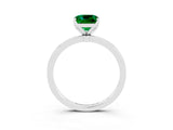 White gold Cushion Cut Emerald Solitaire Ring with Thin Band and Prong Setting_39
