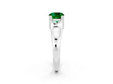 White gold Cushion Cut Emerald Solitaire Ring with Wide Band and Prong Setting_2
