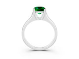 White gold Cushion Cut Emerald Solitaire Ring with Wide Band and Prong Setting_3