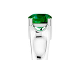 White gold Cushion Cut Emerald Solitaire Ring with Wide Band and Prong Setting_5