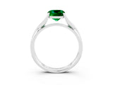 White gold Cushion Cut Emerald   Solitaire Twist Band Prong Setting Ring_15