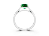 White gold Cushion Cut Emerald Solitaire Twist Band Prong Setting Ring_79