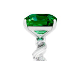 White gold Cushion Cut Emerald Solitaire Twisted Band with Round  Accents and Prong Setting_17